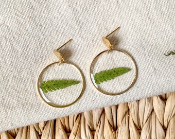 Gold Fern Earrings, Floral Earrings, Floral Jewelry, Botanical Earrings, Gift for Her, Gift for Plant Lovers