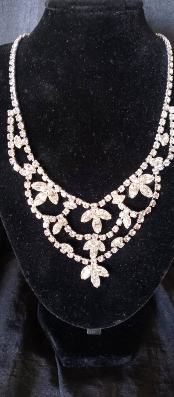 Vintage rhinestone bib necklace