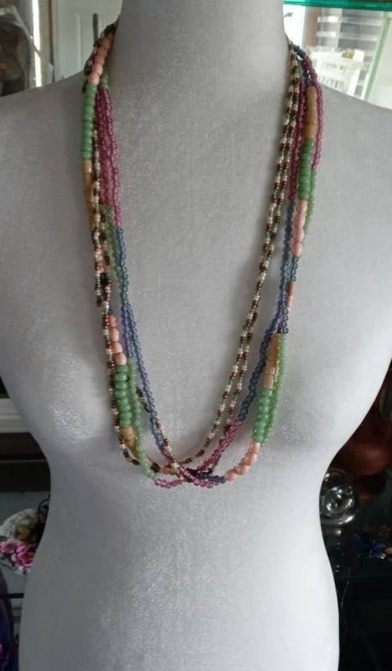 Vintage Zad Multi Strand Glass Bead necklace - image 1