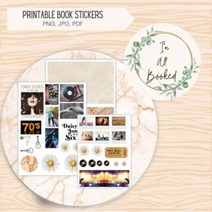 Daisy Jones en de zes stickers Boek Journal Stickers Afdrukbare stickers Print & Cut Stickers Planner Stickers Bookish Gift Book Esthetisch