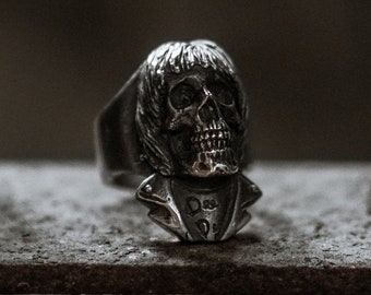 DEE DEE RAMONE Ring (Handmade Rock n Roll Ring • 925 Silver & Gold Skull Ring)