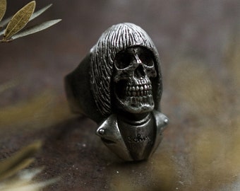 JOHNNY RAMONE Ring (Handmade Rock n Roll Ring • 925 Silver & Gold Skull Ring)