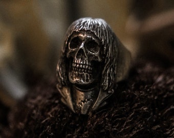 MARKY RAMONE Ring (Handmade Rock n Roll Ring • 925 Silver & Gold Skull Ring)