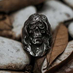 JOEY RAMONE Ring (Handmade Rock n Roll Ring • 925 Silver & Gold Skull Ring)