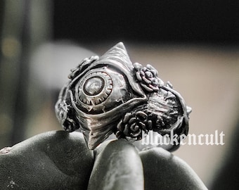 MYSTIC Ring (Handmade Gothic Ring • 925 Silver & Gold Freemason Ring)