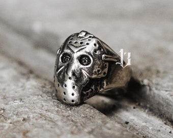 JASON Ring (Handmade Gothic Ring • 925 Silver & Gold Skull Ring)