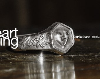 HEART Ring (Handmade Gothic Ring • 925 Silver & Gold Skull Ring)