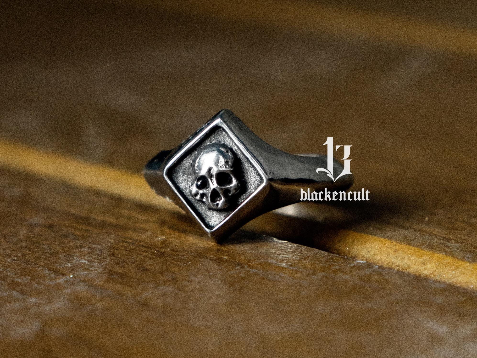 NOCTUS Ring (Handmade Gothic Ring • 925 Silver & Gold Skull Ring)