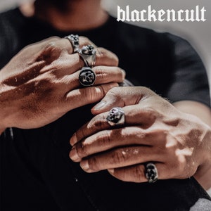 BLACKENFORK Ring Handmade Gothic Ring 925 Silver & Gold Skull Ring image 6