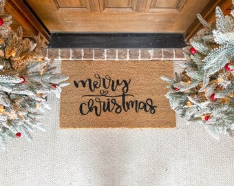 Merry Christmas Heart Doormat, Christmas, Home Decor, Holiday Decor, Welcome Mat, Cute Doormat, Christmas Decor, Christmas Doormat