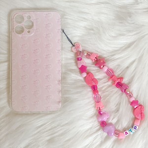 Pink Beaded Phone Charm Strap, Phone Lanyard,Phone Strap, Phone String, Trendy Jewelry, colorful Beaded, Y2K Phone Charm, 90s Phone Charm