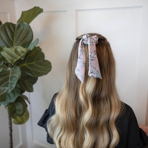 Blush Teal Floral Hair Tie, Hair Scarf, Floral Print Hair, Hair Accessory, Hair Scrunchie, Hair Band
