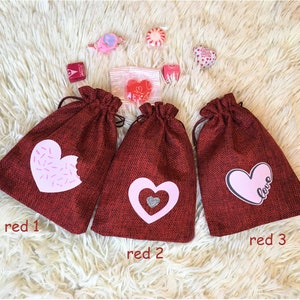 Valentine Gift Bag, Custom Wrap Bag, Custom Favor Bag, Reusable Bag, Drawstring Pouch, Treat Bag, Burlap Pouch, Gift for teachers