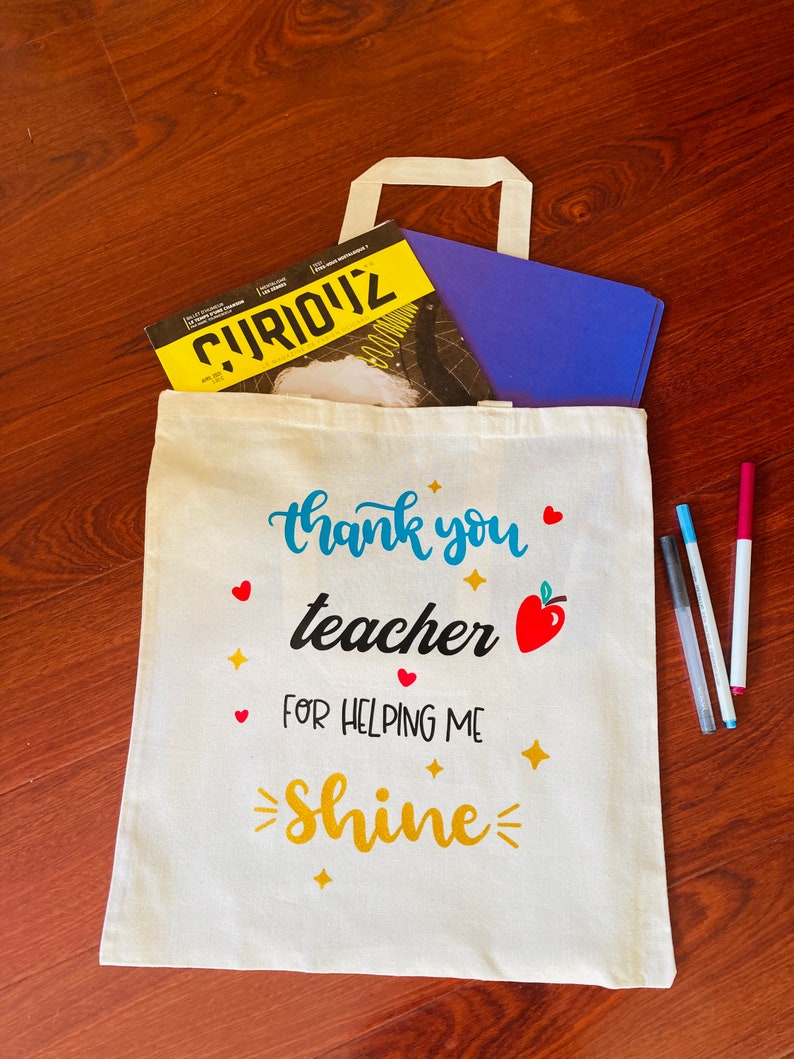 Personalized Teacher Tote Bag, Custom Gifts For Teacher, Custom Favor Bags, Cute Small Bag, Cute Reusable Gift Bag image 7