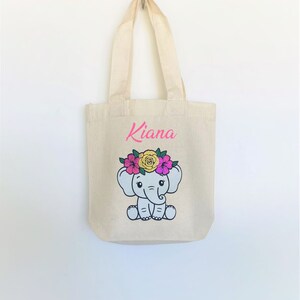Personalized Tote Bag For Kids, Baby Animal, Custom Gifts For Girl, Custom Birthday Favor Bag, Cute Elephant Children Bags, Birthday Gifts