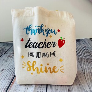 Personalized Teacher Tote Bag, Custom Gifts For Teacher, Custom Favor Bags, Cute Small Bag, Cute Reusable Gift Bag image 2