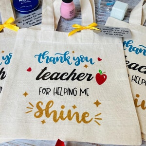 Personalized Teacher Tote Bag, Custom Gifts For Teacher, Custom Favor Bags, Cute Small Bag, Cute Reusable Gift Bag image 4