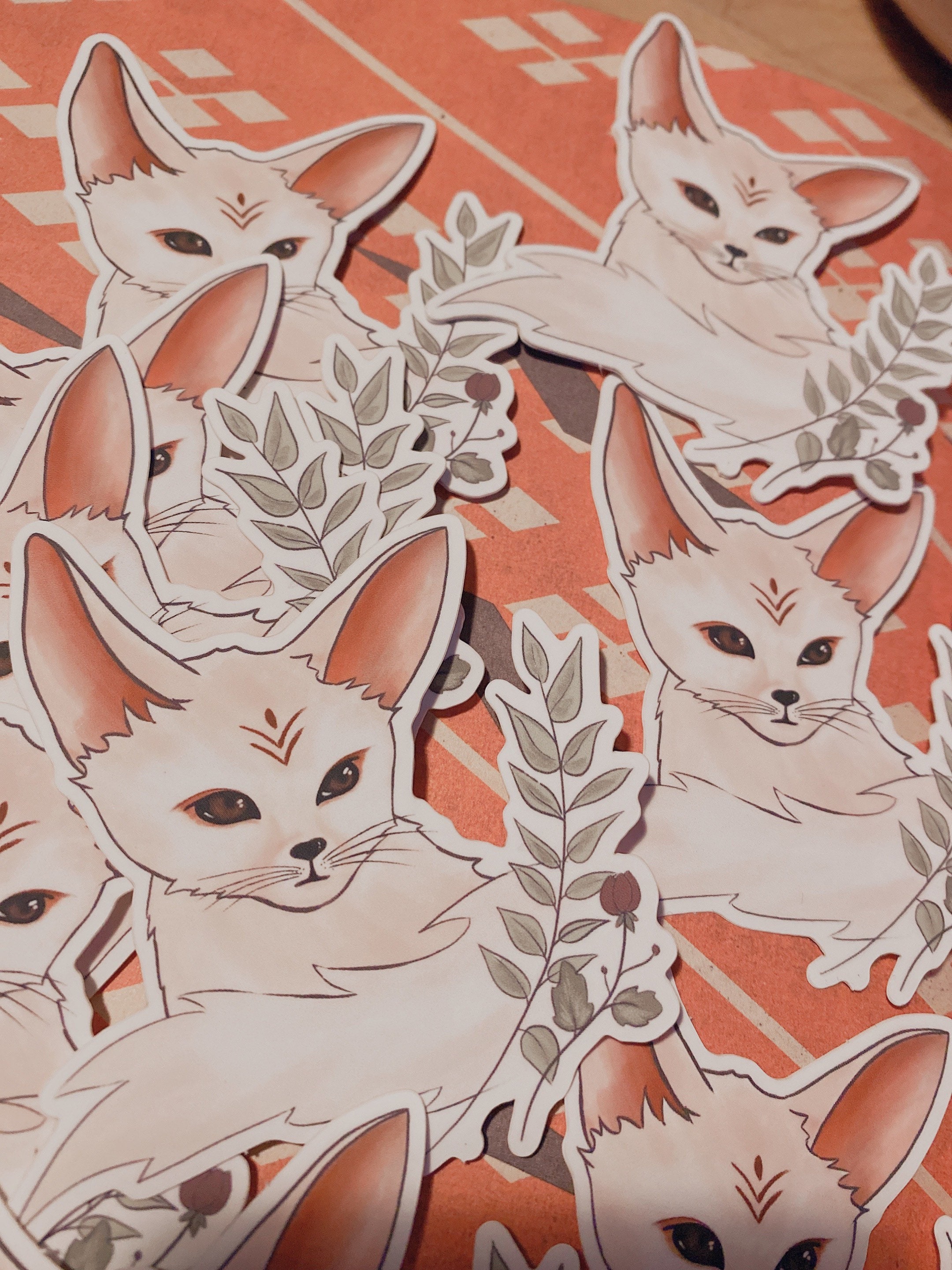 Kitsune Sticker fennec fox white Japanese mythology art Etsy