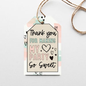 Party Favor Gift Tag INSTANT DOWNLOAD - Valentines party favor tag - Present Decorations - Favor Decor - Thank you tag - Party Favor Tag