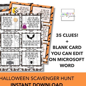 Halloween Treasure Hunt - Instant Download - Halloween Hunt Clues - Halloween Candy Scavenger Hunt - Halloween Scavenger Hunt