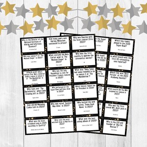 2020 Trivia Cards INSTANT DOWNLOAD - New Years party games - Holiday Party Trivia Game - Digital download - DIY party supplies