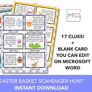 Easter Egg Hunt Clues - Easter Egg Scavenger Hunt - Easter Basket Scavenger Hunt - Easter Egg Treasure Hunt Clues, Easter Scavenger Hunt
