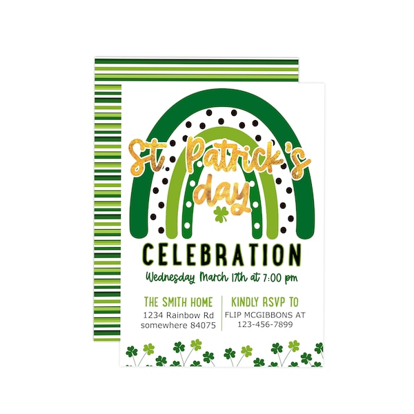 Editable St. Patrick's day party Invitation INSTANT DOWNLOAD - DIY - St. Patrick's invite - Editable St. Patricks invite - party invitation