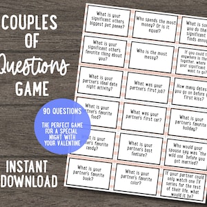 Couples of Questions Valentines Instant download game - Valentines game for couples - DIY Valentines party game - Games for couples