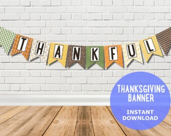 Thanksgiving digital banner - Thanksgiving party decor -  Thanksgiving decoration - Fall decor - DIY fall decor - Autumn decor - printable