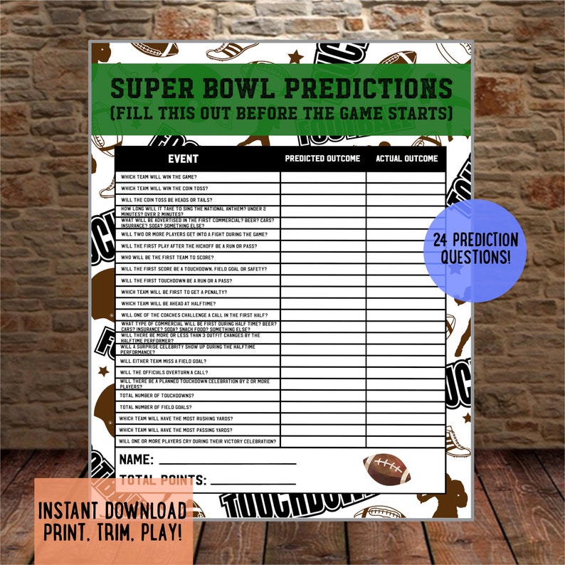 Super Bowl Party Pack - INSTANT DOWNLOAD - Super Bowl Ideas - Super ...