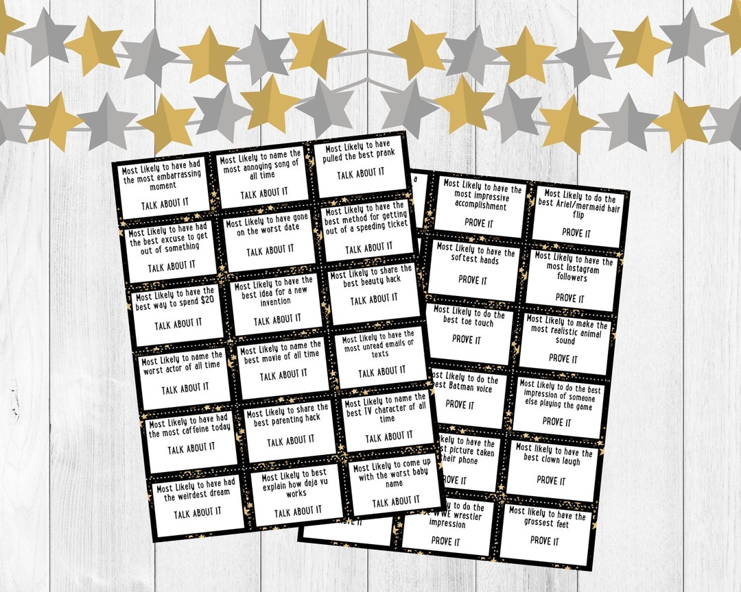 Most Likely Game Funny Game Night Idea Indoor Party Game - Etsy