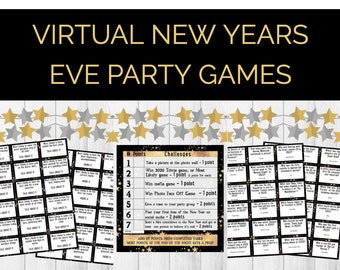 Virtual New Years Eve Games Bundle INSTANT DOWNLOAD - New Years Eve Games - Zoom New Years Party - Virtual Party Games - New Years Trivia
