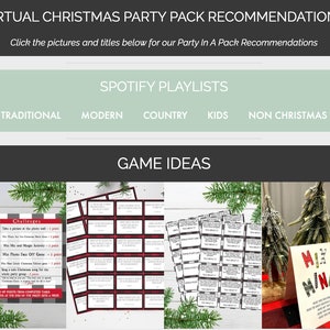 Virtual Christmas Party Pack Recommendations - INSTANT DOWNLOAD- Christmas party ideas- virtual Christmas games - Zoom Christmas party