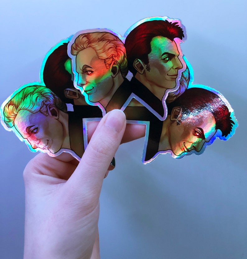 Good Omens Crowley /& Aziraphale Die-Cut Holographic Vinyl Stickers