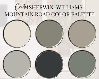 Sherwin-Williams Mountain Road Color Palette, Mountain House, Neutral Color Palette, Earth Tones, Lakehouse Color Palette, Modern Lakehouse