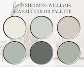 Sherwin Williams Sea Salt Color Palette, Calm Color Palette, Coastal Color Palette, Bestselling Paint Colors, Serene Color Palette