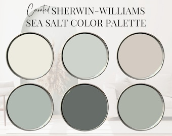 Paleta de colores Sea Salt de Sherwin Williams, paleta de colores tranquilos, paleta de colores costeros, colores de pintura más vendidos, paleta de colores serenos