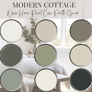 Curated Modern Cottage Whole Home Color Palette Guide, Interior Paint Colors for Home, Modern Neutral Color Scheme, Paint Color Palette