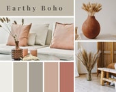 Earthy Boho Paint Color Palette, Interior Colors, Home Color Palette, Earth Tones