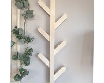Tree Branch Coat Rack - Solid Wood Wall Mounted Hanging Rack - Natural Finish