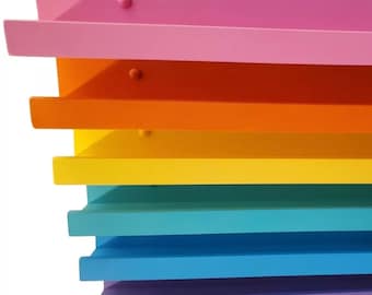 Floating Wall Shelf | Rainbow Nursery Decor | Solid Wood Bookshelf | Colorful Book Ledge | Montessori Shelving | Aesthetic Book Ledge