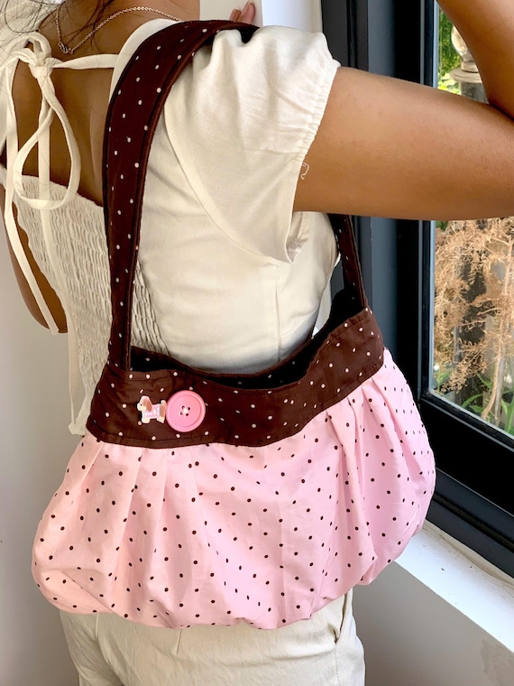 Button Shoulder Bag | Soft Hobo, Casual Lightweight Bags | Fabric Slouch, Retro Everyday Bag