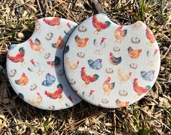 Chicken Car Coasters, Chicken Accessories, Chicken gifts, Chicken Lovers gifts, anti-skid bottom,Chicken Car Accessories,  Cute Chicken Gift