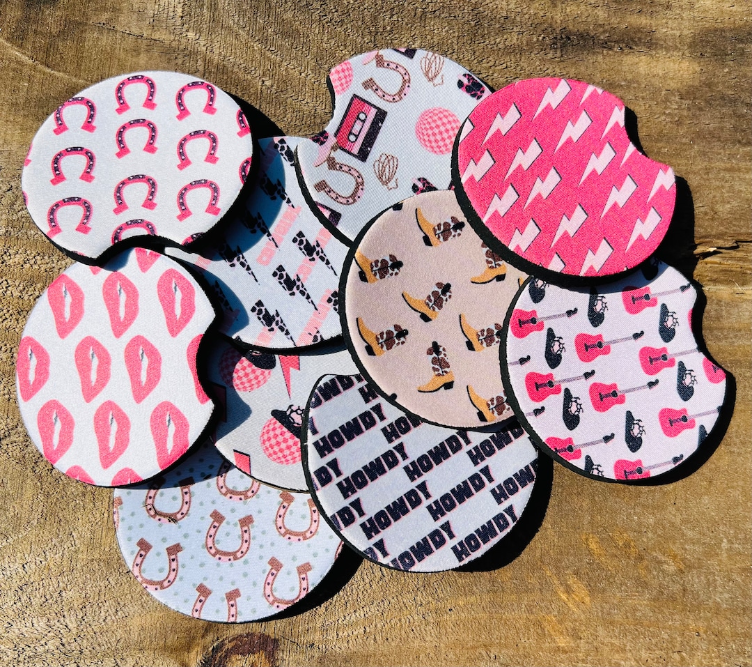 Western Pink Car Coasters, Everything Pink Car Coasters, Cute Wester ...