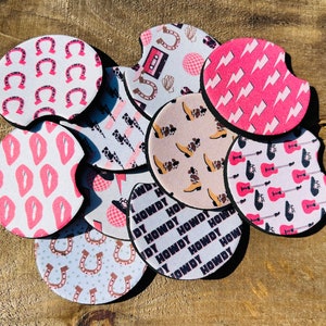 Western Pink Car Coasters, Everything Pink Car Coasters, Cute Wester Car Coasters, Car Coasters, Western Car Coasters, Pink Car Coasters