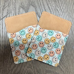 Mujer de la cartera de la tarjeta, titular de la tarjeta del teléfono, cartera de la tarjeta del teléfono, palo del titular de la tarjeta del teléfono, cartera de la tarjeta de la cara feliz, cartera de la tarjeta linda, cartera retro