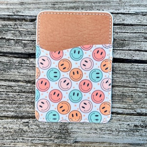 Cartera de tarjeta con cara feliz, linda cartera de tarjeta, cartera de tarjeta, cartera de teléfono, cartera de tarjeta retro, billetera linda, cartera de tarjeta, billetera, billetera de teléfono