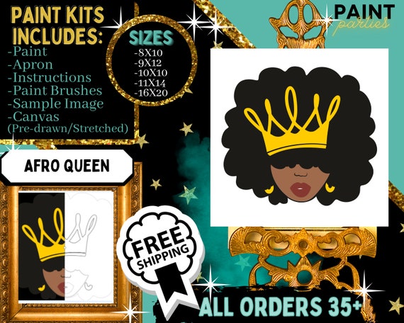 Queen Paint Party Kits Pre Drawn Canvas Paint and Sip for Adults