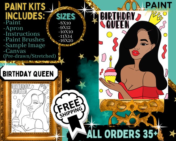 Queen Paint Party Kits Pre Drawn Canvas Paint and Sip for Adults