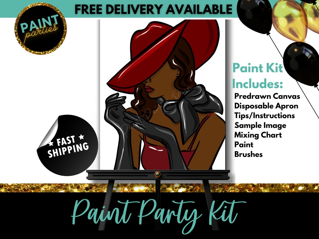 Sip and Paint Kit for Adult Parties, Predrawn Paint Party Kit, Paint
